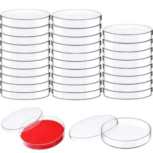 30 Pack Plastic Petri Dishes with Lids, 90 x 15mm