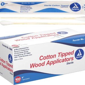 6-Inch Sterile Cotton Tipped Applicators 1 Box of 100 Pouches, 1 per Pouch