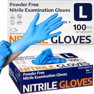 Medical Nitrile Exam Gloves, Latex-Free & Powder-Free Non-Sterile Food Safe Cleaning Disposable Glove, 100 Pcs