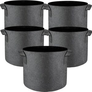 5 Pcs Grow Bags 5 Gallon Plant Grow Bags Multi-Purpose Nonwoven Fabric Pots with Durable Handles